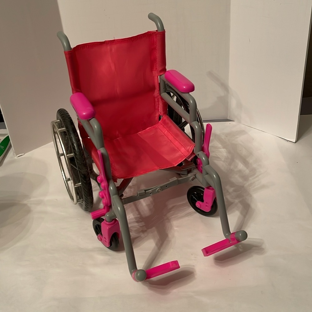 Wheelchair for 18" Doll~ Pink & Grey Foldable Wheelchair~ Camino International